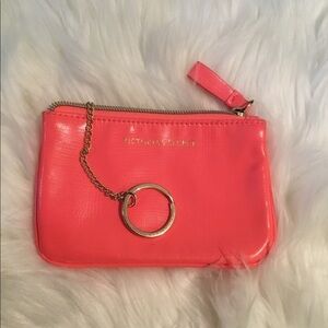 Victoria’s Secret coral 6x4 clutch with key chain